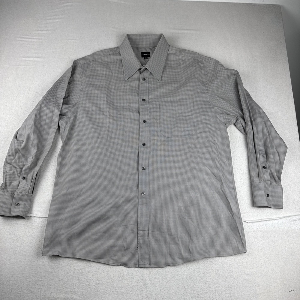 VTG Giorgio Armani Mani Mens Gray Dress Shirt 17.5-34/35 Office business italy